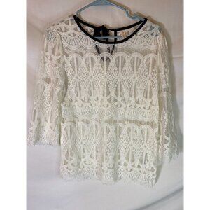 Lacy XHILERATION WOMENS JUNIORS SIZE MEDIUM WHITE LACE TOP SHIRT BLOUSE M